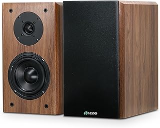 VEDO Caixas de som passivas de estante de 5,5 polegadas e 200 W, alto-falantes estéreo bidirecionais de alta frequência e médio alcance para sistemas de home theater, requer um amplificador